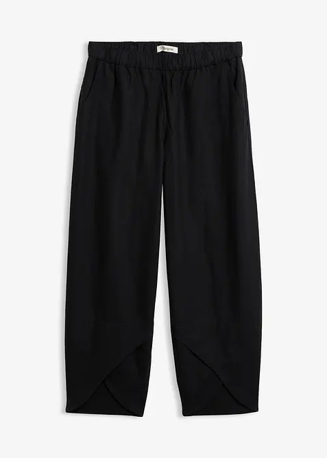 3/4-Hose aus leichtem Leinen-Mix in schwarz von vorne - bonprix