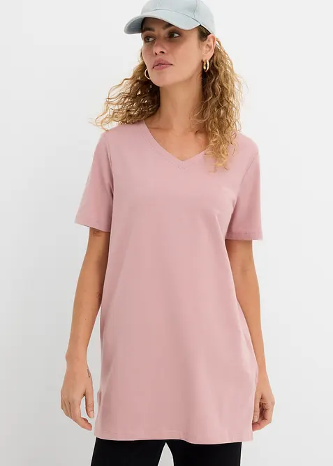 Longshirt mit V-Ausschnitt (2er Pack) in schwarz von vorne (im Anschnitt) - bonprix