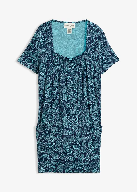 Shirt-Tunika, Kurzarm in blau von vorne - bonprix
