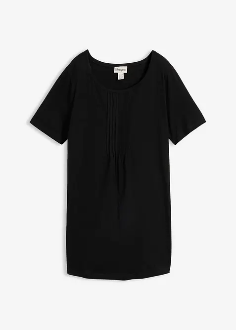 T-Shirt in A-Linien-Form, kurzarm in schwarz von vorne - bonprix