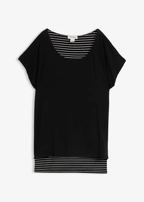 2-in-1-Shirt in schwarz von vorne - bonprix
