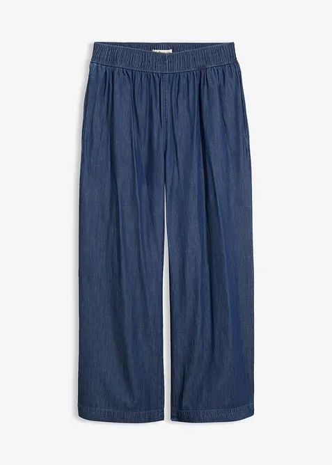 Wide-Leg-Jeans, High Waist, cropped in blau von vorne - bonprix