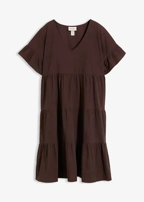 Tunika-Kleid aus reiner Baumwolle in braun von vorne - bonprix
