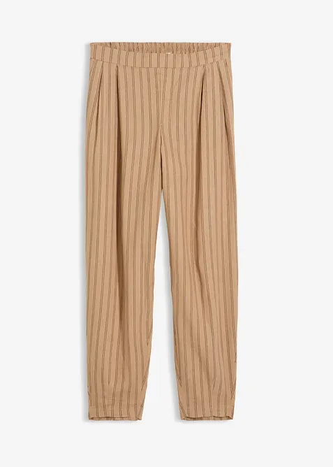 Schlupfhose aus kühlendem Leinen-Mix in beige von vorne - bonprix
