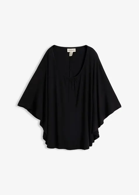 Viskose- Fledermausshirt in schwarz von vorne - bonprix