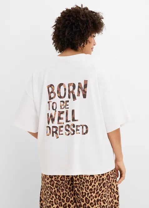 Oversize-Shirt aus reiner Bio-Baumwollle in weiß von vorne (im Anschnitt) - bonprix