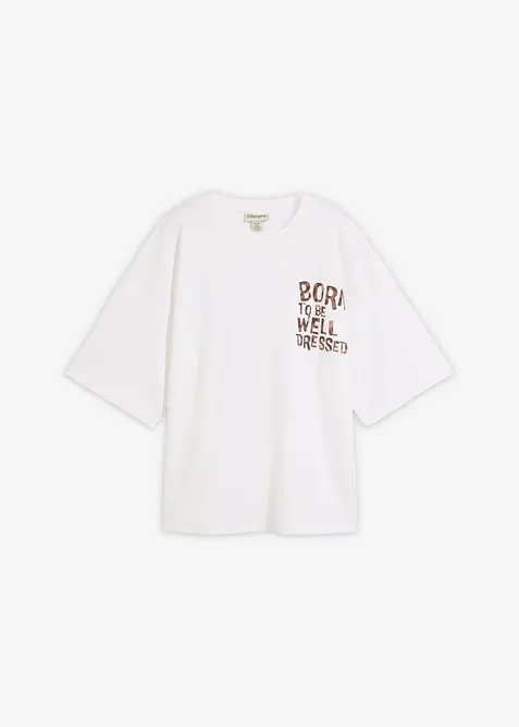 Oversize-Shirt aus reiner Bio-Baumwollle in weiß von vorne - bonprix