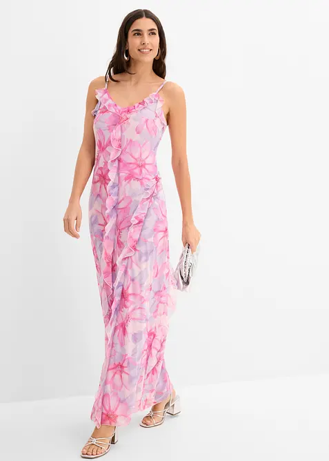 Trägerkleid aus softem Mesh in rosa im Look von vorne (Totalaufnahme) - bonprix