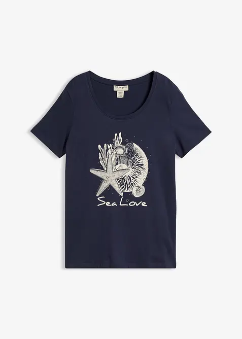 T-Shirt Sea Love in blau von vorne - bonprix
