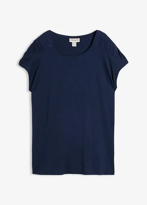 Boxy-Shirt, kurzarm in blau von vorne - bonprix