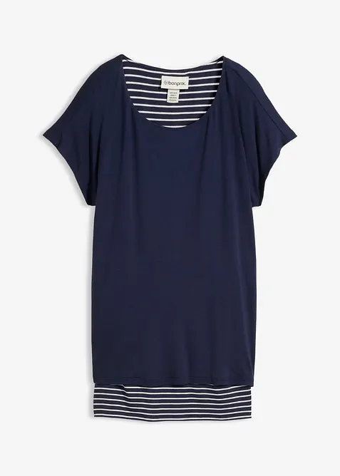 2-in-1-Shirt in blau von vorne - bonprix