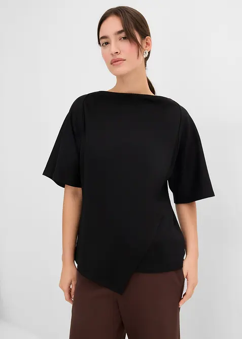 Shirt aus reiner Bio-Baumwolle in schwarz von vorne (im Anschnitt) - bonprix