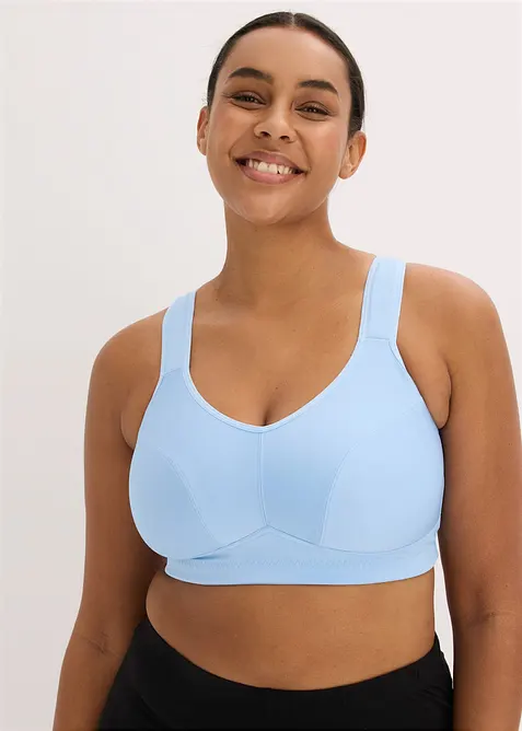 Sport-BH mit mittlerem Halt (2er Pack) in blau von vorne (im Anschnitt) - bonprix