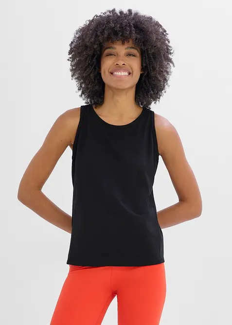 Slim Fit Sport-Top (2er Pack), schnelltrocknend in schwarz von vorne (im Anschnitt) - bonprix