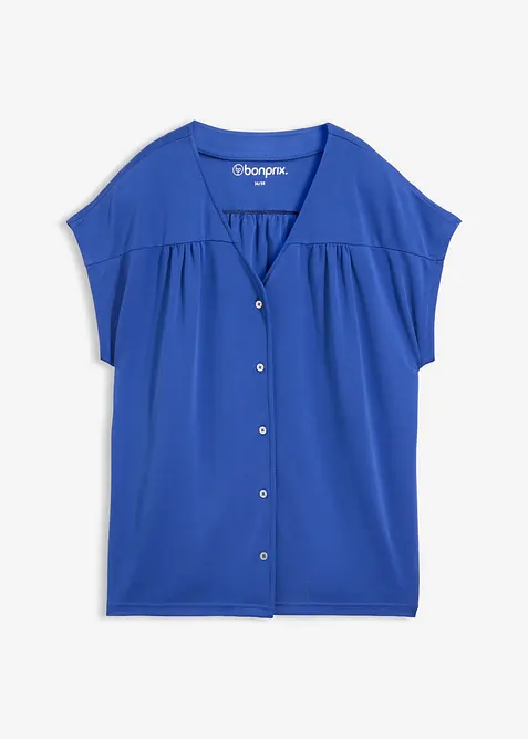 Shirtbluse aus Viskose Piqué in blau von vorne - bonprix