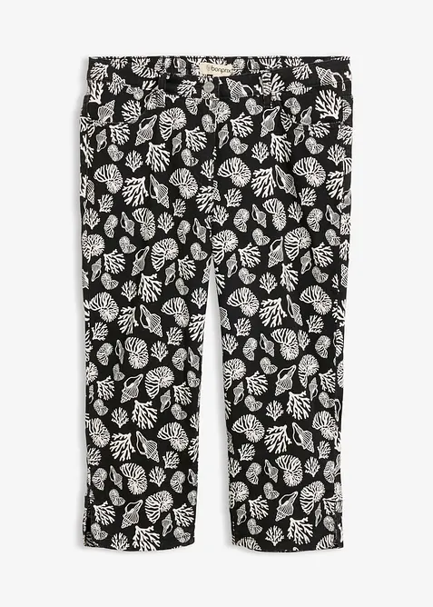 Capri-Hose aus Baumwollstretch in schwarz von vorne - bonprix