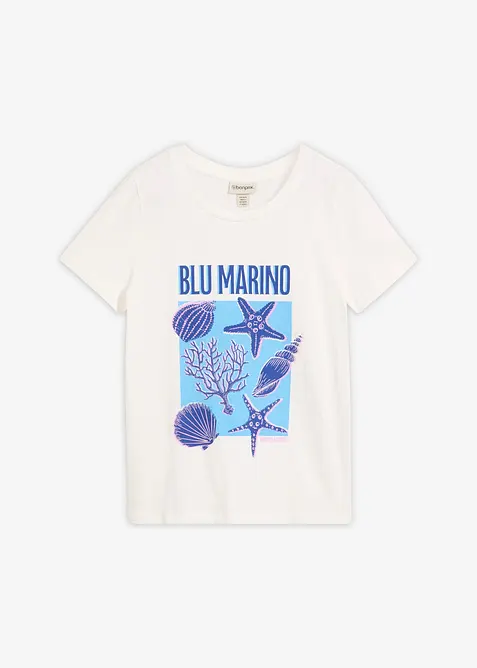T-Shirt aus reiner Bio-Baumwolle in weiß von vorne - bonprix