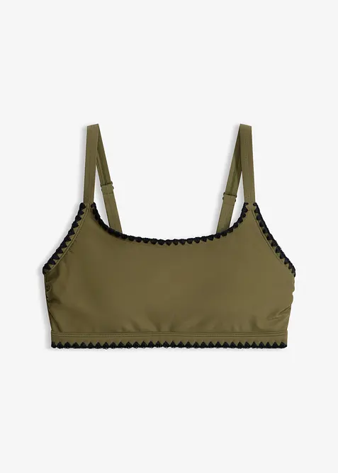 Bustier-Bikinioberteil mit Häkelkante in grün von vorne - bonprix