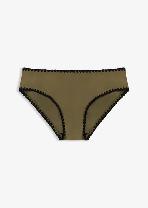 Bikinihose mit Häkelkante in grün von vorne - bonprix