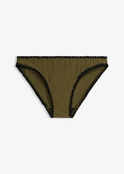 Knappe Bikinihose mit Stickerei in grün von vorne - bonprix