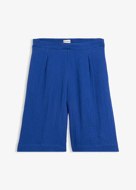 Musselin-Schlupf-Bermuda aus reiner Baumwolle in blau von vorne - bonprix