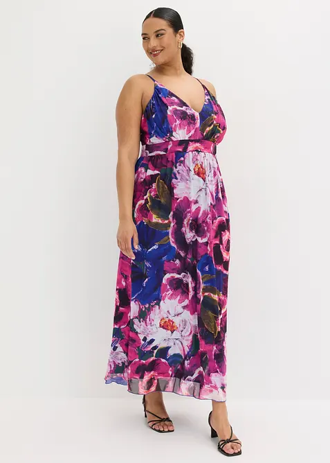 Trägerkleid aus feinem Mesh in lila von vorne (Totalaufnahme) - bonprix
