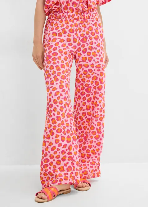 Musselin-Schlupfhose aus reiner Baumwolle in rosa von vorne - bonprix