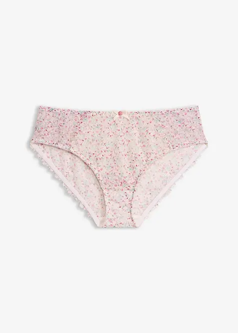 Maxislip mit floral bedruckter Spitze in weiß von vorne - bonprix