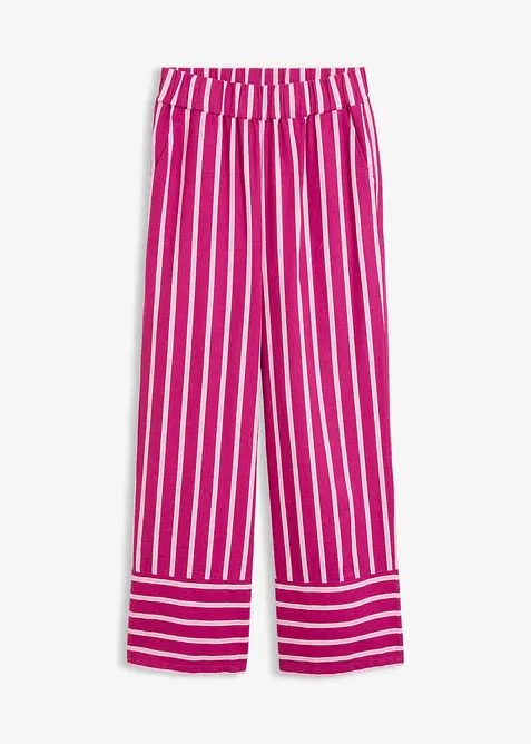 Gestreifte Schlupfhose aus Leinen-Mix in pink von vorne - bonprix