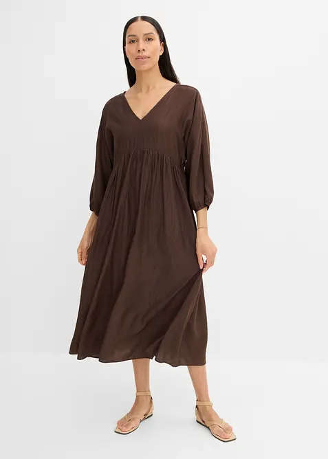 Maxikleid aus softem Viskose-Mix in braun von vorne (Totalaufnahme) - bonprix