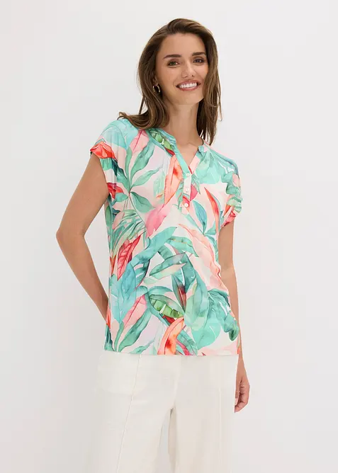 Shirt aus softem Viskose-Mix in grün von vorne (im Anschnitt) - bonprix