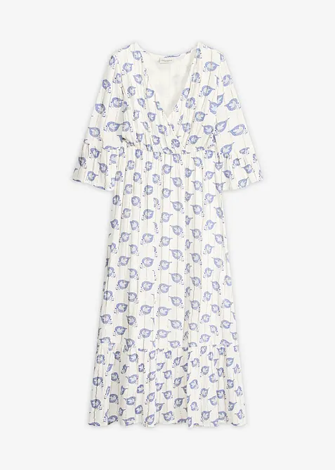 Maxikleid aus fließendem Viskose-Mix in weiß von vorne - bonprix