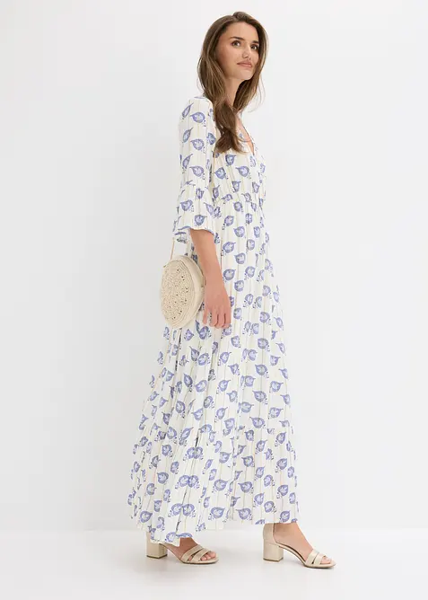 Maxikleid aus fließendem Viskose-Mix in weiß im Look von vorne (Totalaufnahme) - bonprix