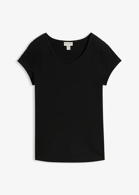 Figurbetontes T-Shirt in schwarz von vorne - bonprix