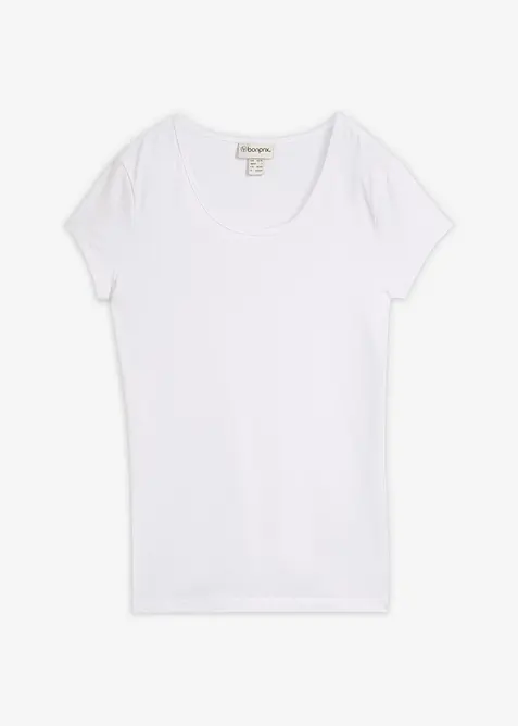 Figurbetontes T-Shirt in weiß von vorne - bonprix