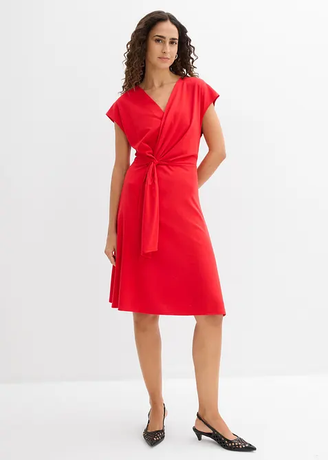 Midikleid aus Punto di Roma in rot von vorne (Totalaufnahme) - bonprix