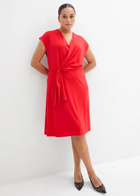 Midikleid aus Punto di Roma in rot von vorne (Totalaufnahme) - bonprix