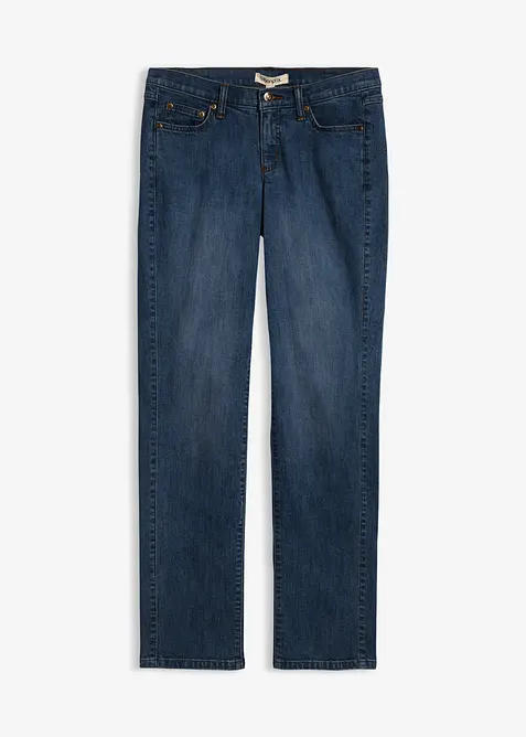Straight Jeans Mid Waist, Stretch in blau von vorne - bonprix