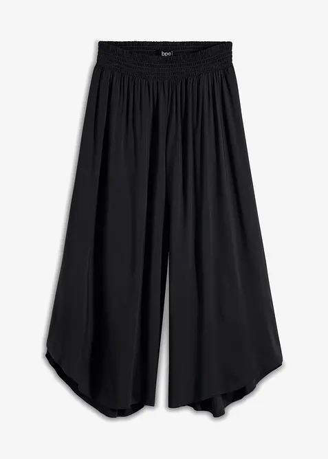 Wadenlange Culotte aus softer Viskose in schwarz von vorne - bonprix