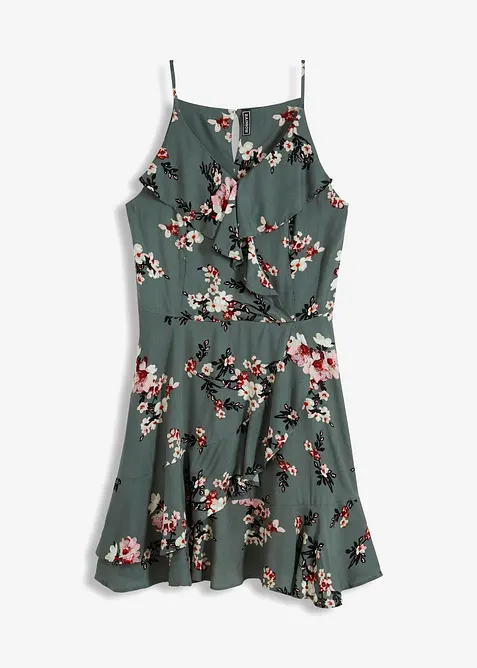 Trägerkleid aus softer Viskose in grün von vorne - bonprix