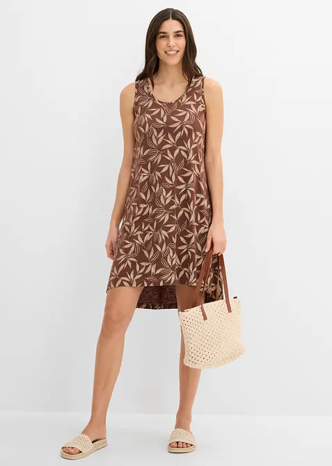 Hänger-Kleid aus Bio-Baumwolle in braun im Look von vorne (Totalaufnahme) - bonprix