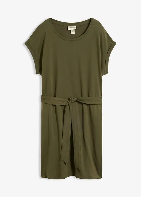 Shirtkleid aus reiner Baumwolle in grün von vorne - bonprix
