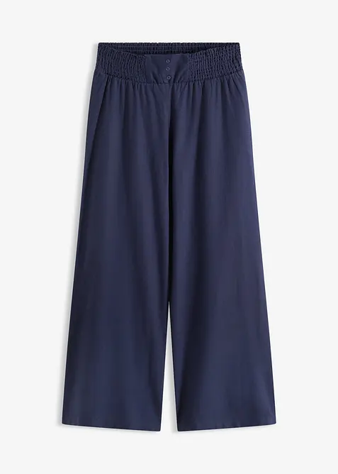 Marlenehose aus luftigem Leinen-Mix in blau von vorne - bonprix