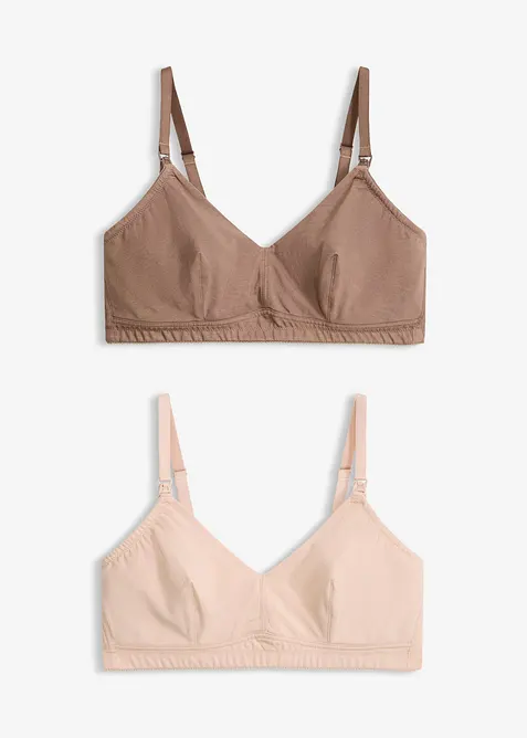 Still-BH ohne Bügel mit Bio-Baumwolle (2er Pack) in beige von vorne - bonprix