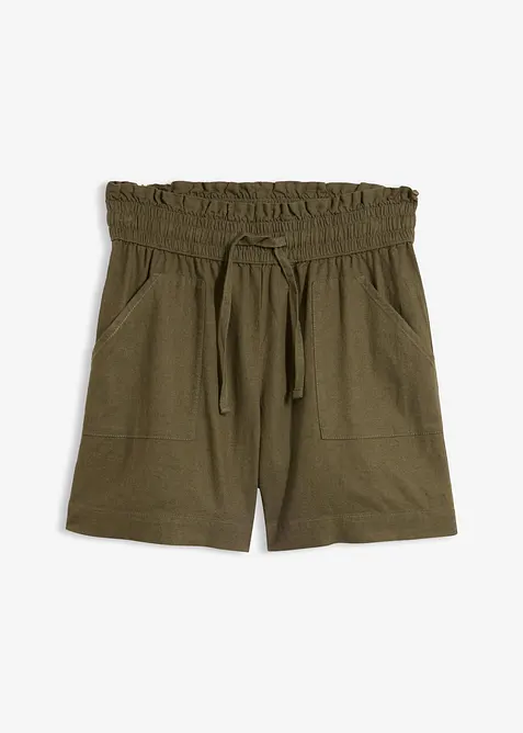 Shorts aus Leinen-Viskose-Mix in grün von vorne - bonprix