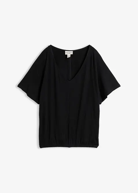 Oversize-Shirt aus softem Viskose-Mix in schwarz von vorne - bonprix