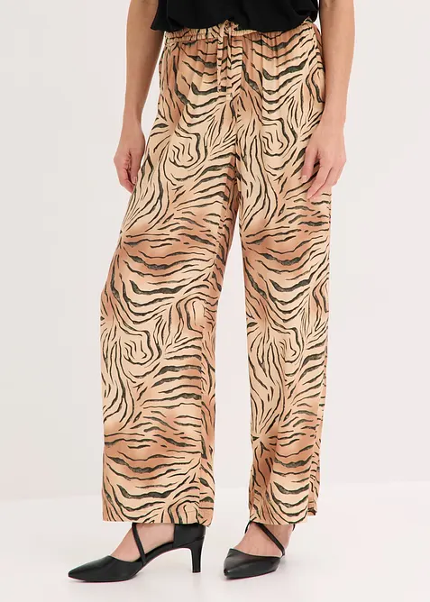 Weite Hose mit Komfortbund in beige von vorne - bonprix