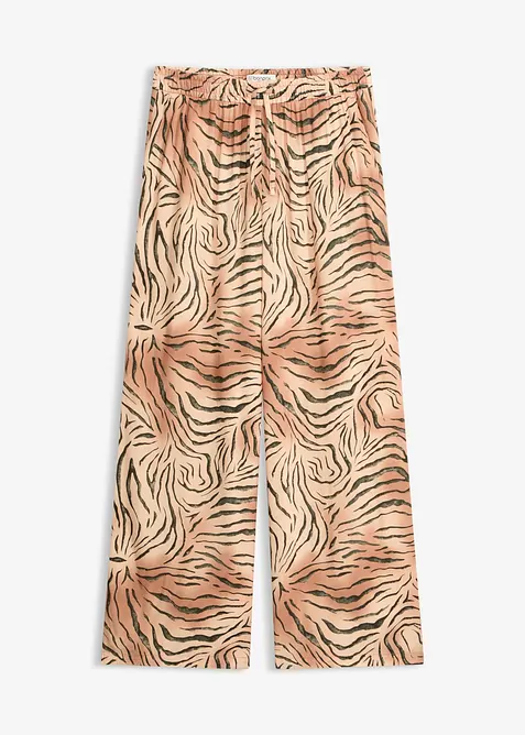 Weite Hose mit Komfortbund in beige von vorne - bonprix