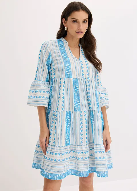 Tunika-Kleid aus Baumwoll-Mix in weiß von vorne (Totalaufnahme) - bonprix
