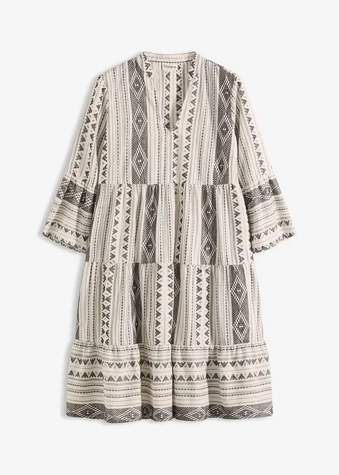 Tunika-Kleid aus Baumwoll-Mix in weiß von vorne - bonprix